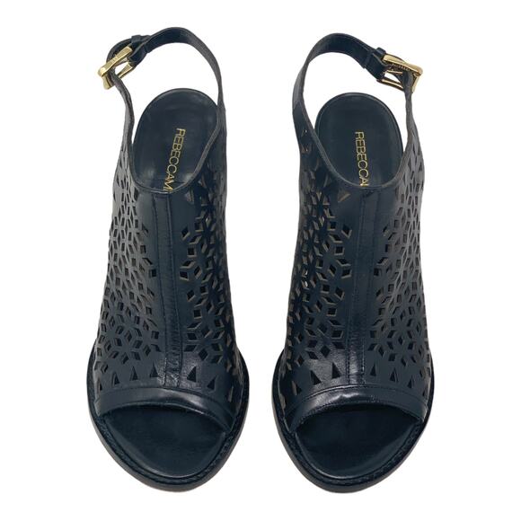 Rebecca Minkoff Black Leather Peep Toes Slingback Heel Sandal size 8M - Picture 11 of 11